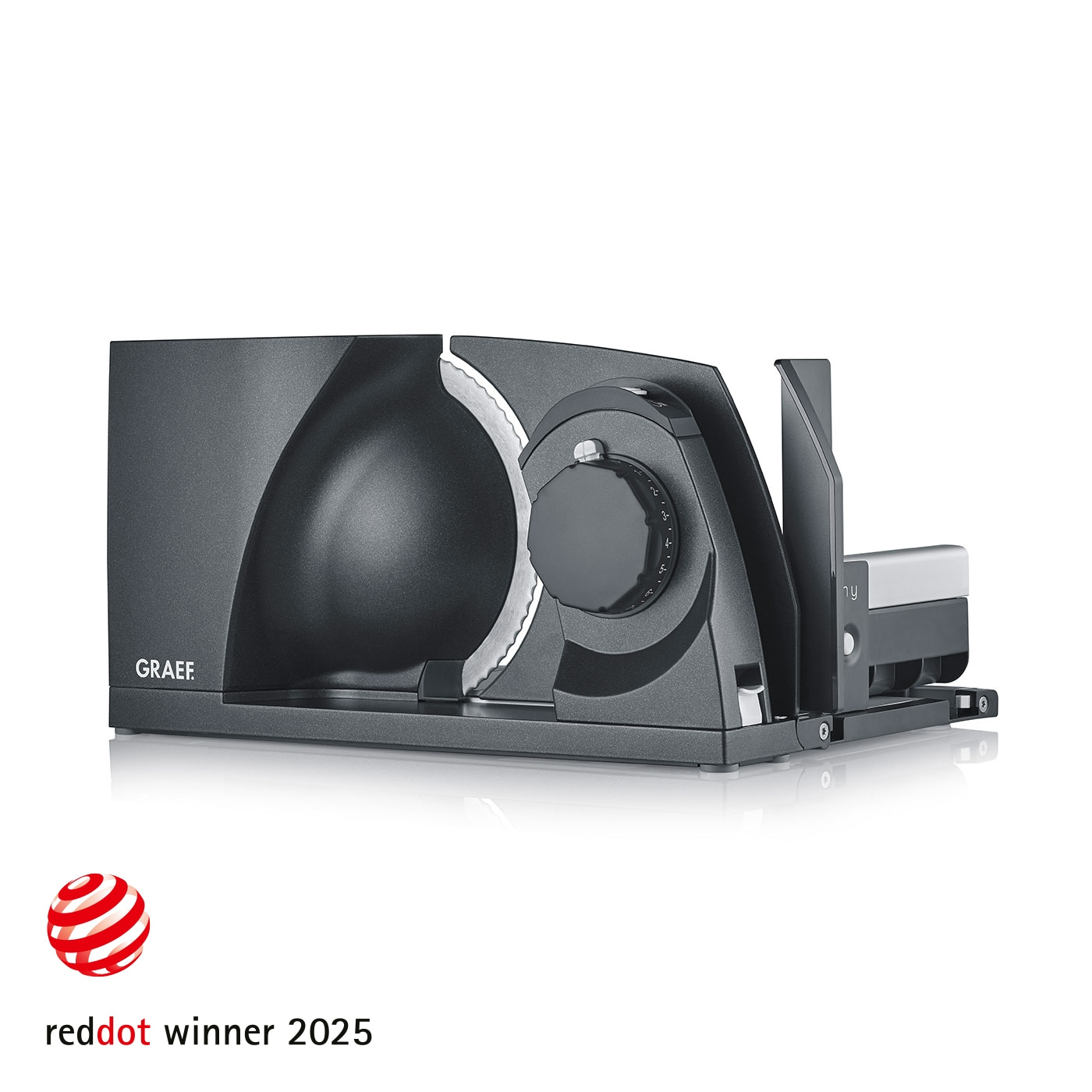 Graef slicer, dark grey, Red Dot winner 2025, kitchen appliance, cutting machine, food