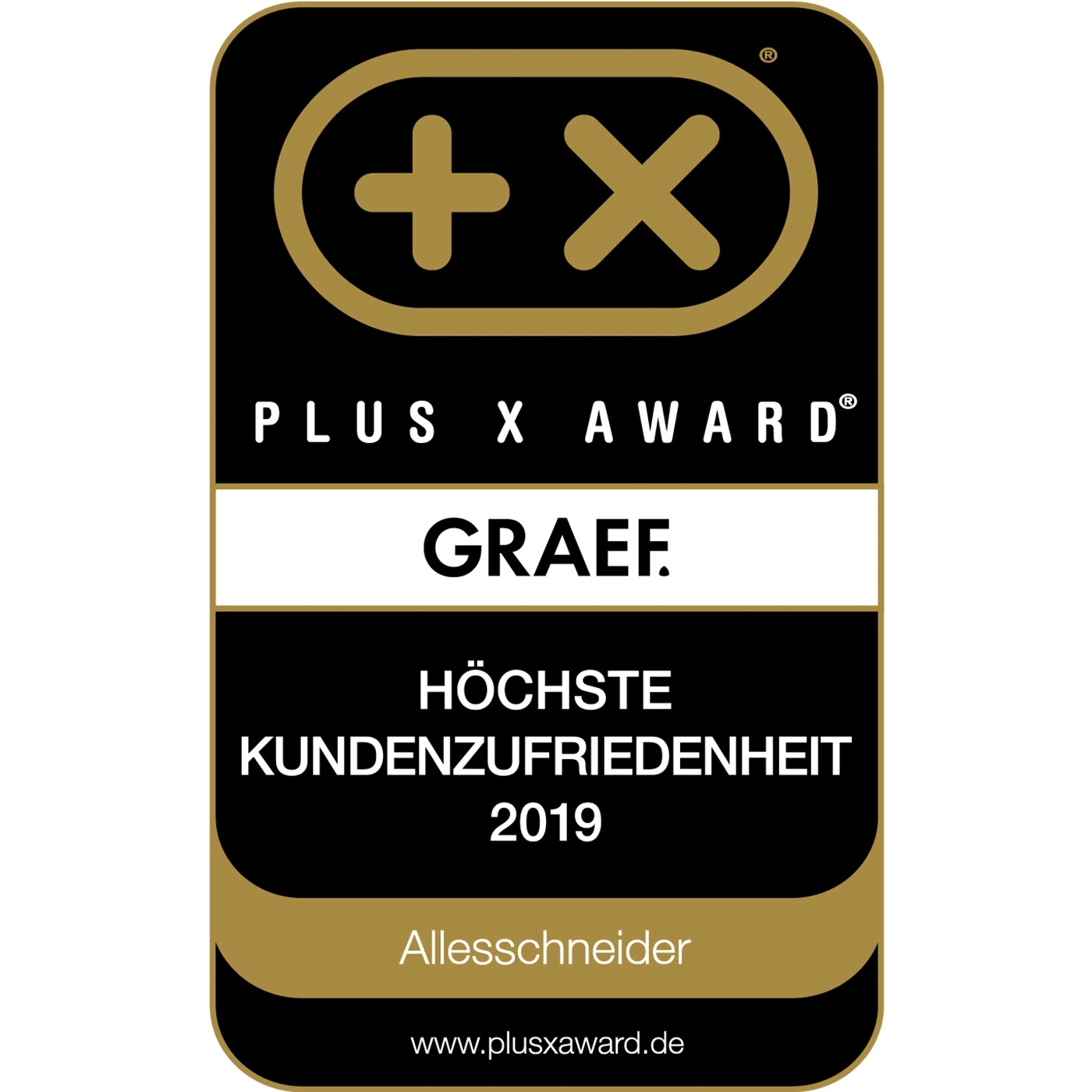 Plus X Award für Kundenzufriedenheit 2019 von Graef, Allesschneider.