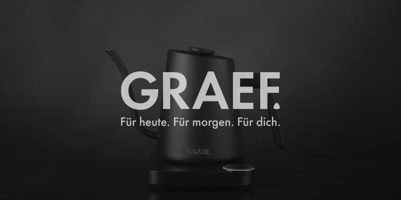 GRAEF Wasserkocher, Für heute. Für morgen. Für dich. Schwarzer Hintergrund.