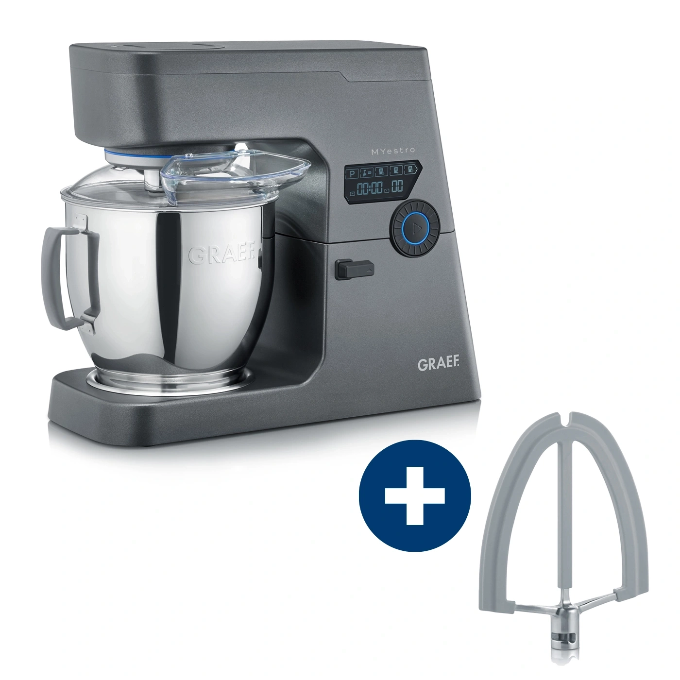 MYestro food processor, micaceous grey + ETKM Flexi mixer More power. More quantity. More GRAEF.