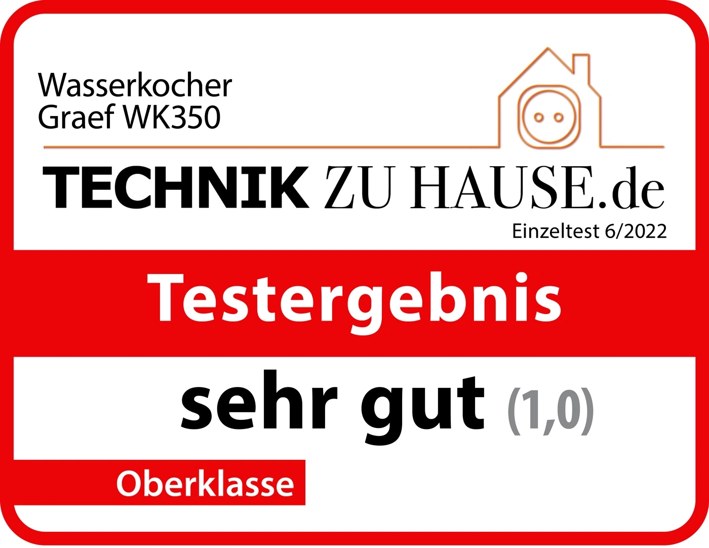 Kettle Graef WK350, test result very good (1.0), top class, Technik zu Hause.de