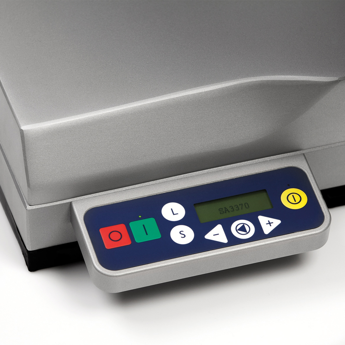 Graues Gerät mit Display und Knöpfen, SA3370-Anzeige, Bedienfeld, Elektronik