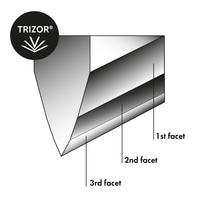 Grafik mit drei Facetten und dem TRIZOR®-Logo in Schwarz und Weiß.
