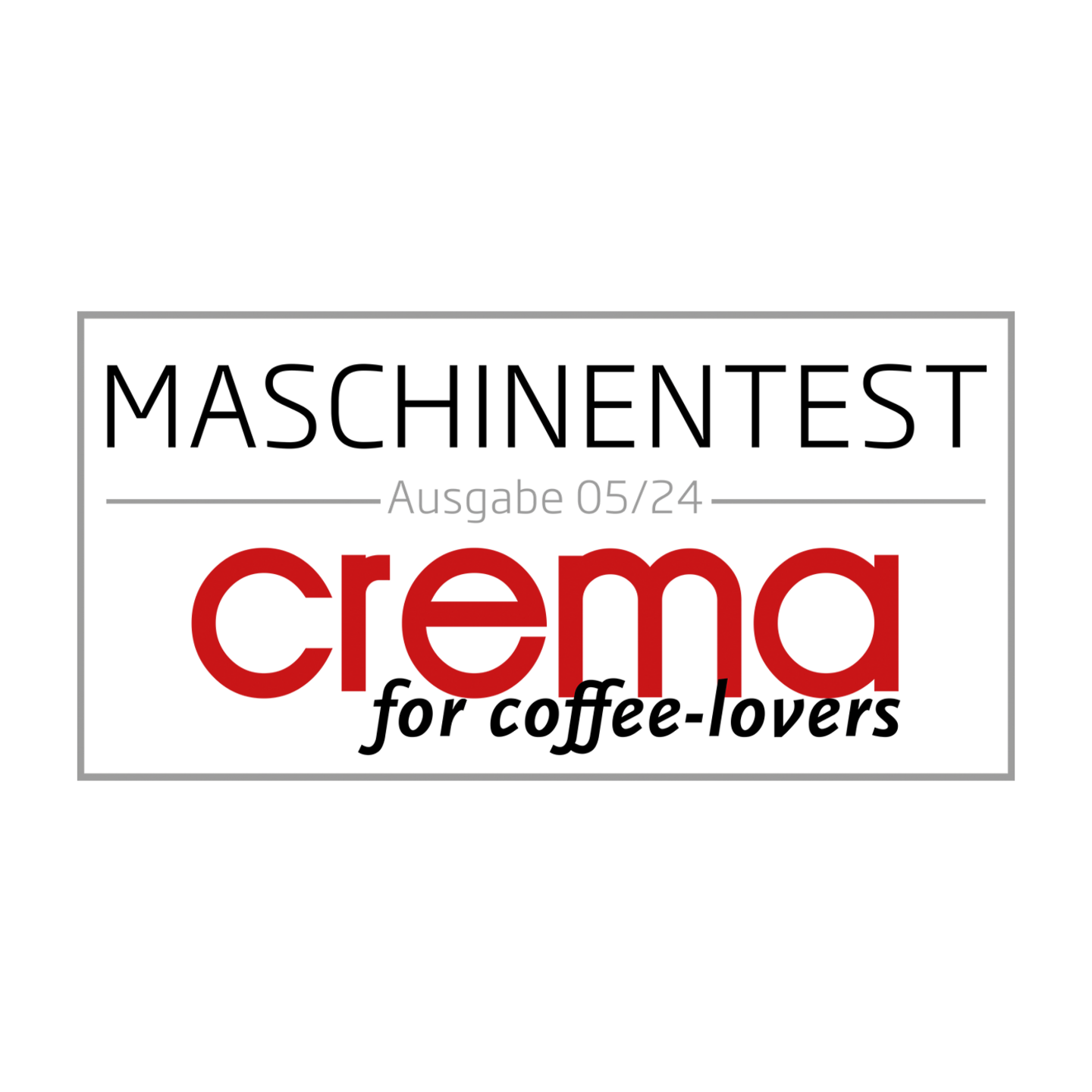 Logo mit schwarzem Text auf grauem Hintergrund und rotem Kreis