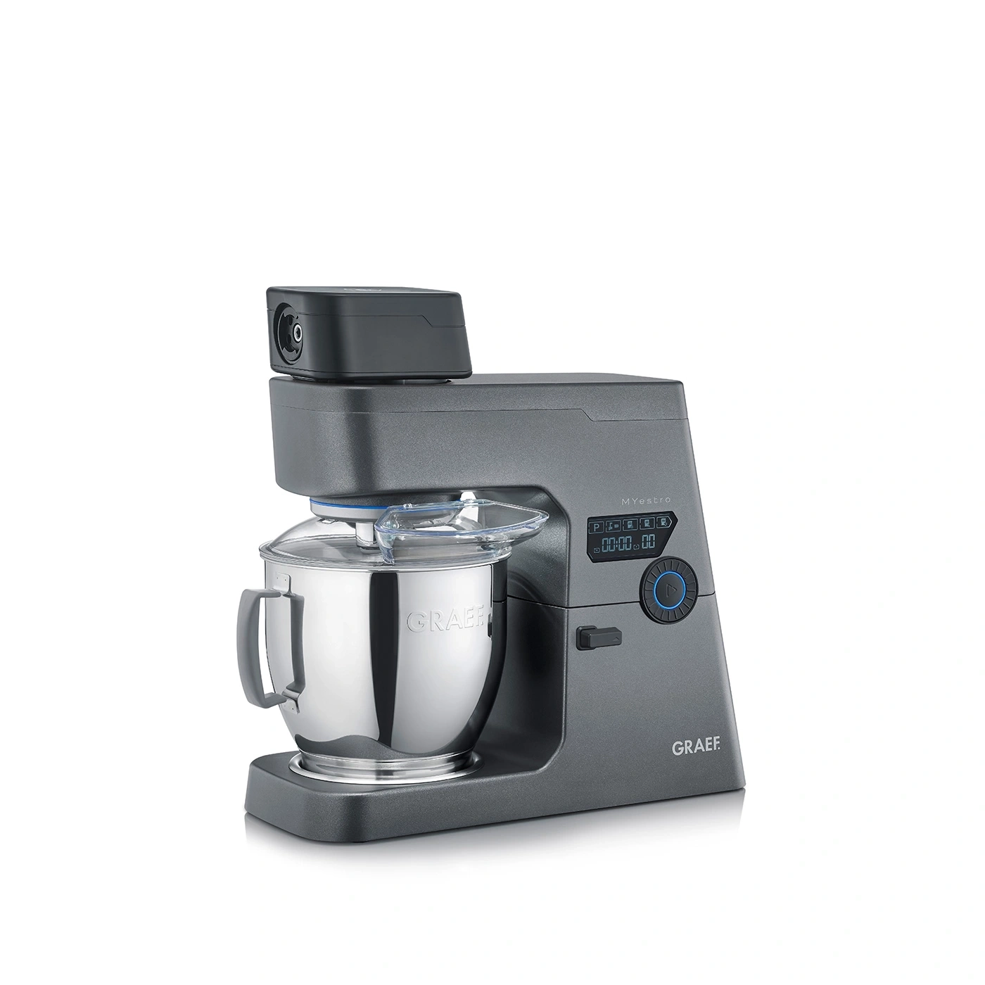 Graef kitchen machine, gray, stainless steel bowl, digital display, modern design, MYestro