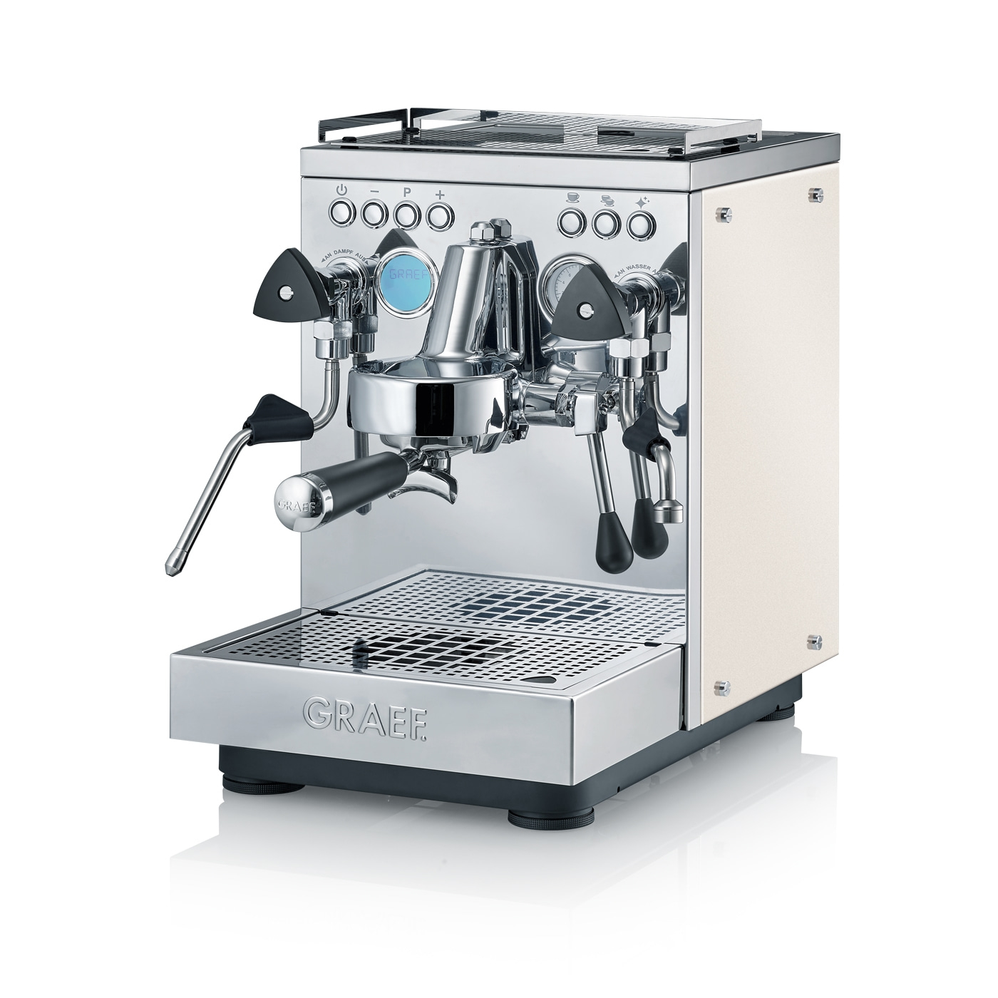 Graef Espressomaschine, Edelstahl, cremefarben, professionell, Kaffeezubereitung