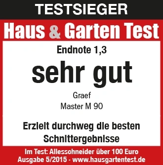 Test winner Haus & Garten Test, grade 1.3, very good, Graef Master M 90, cutting results.