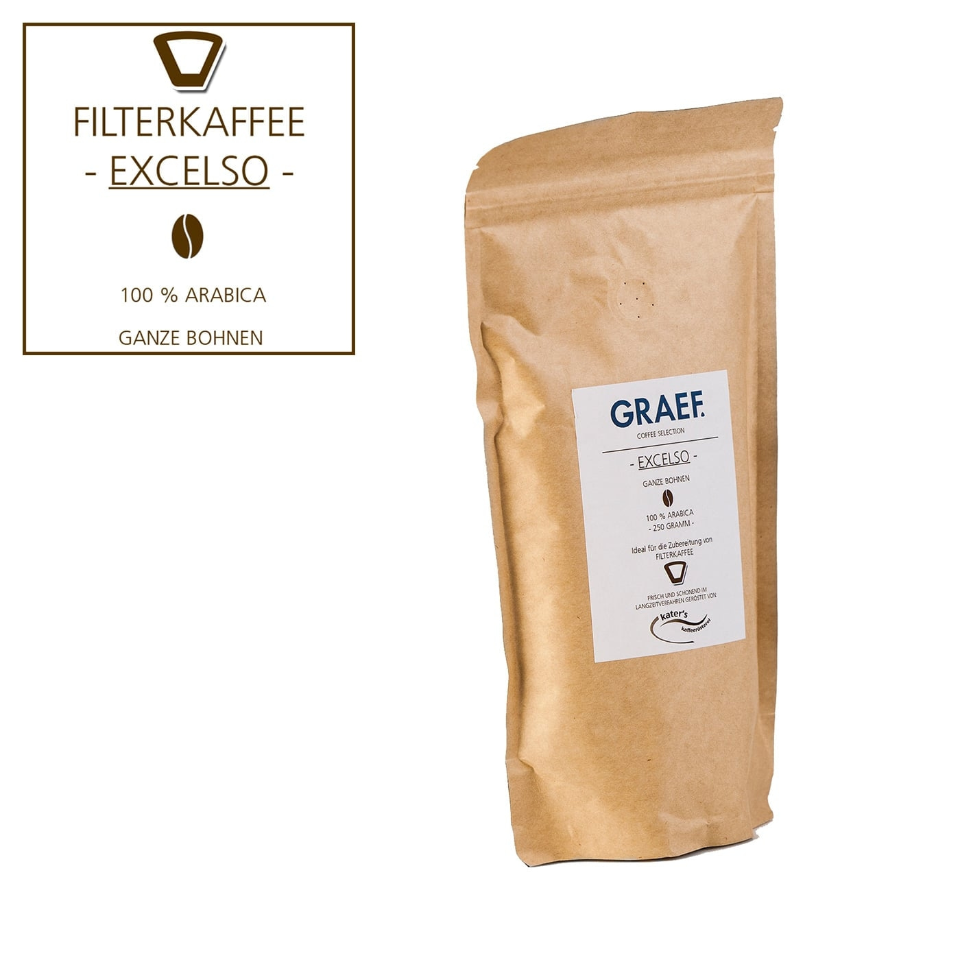 Coffee package with filter coffee, 100% Arabica, whole beans, EXCELSO, GRAEF