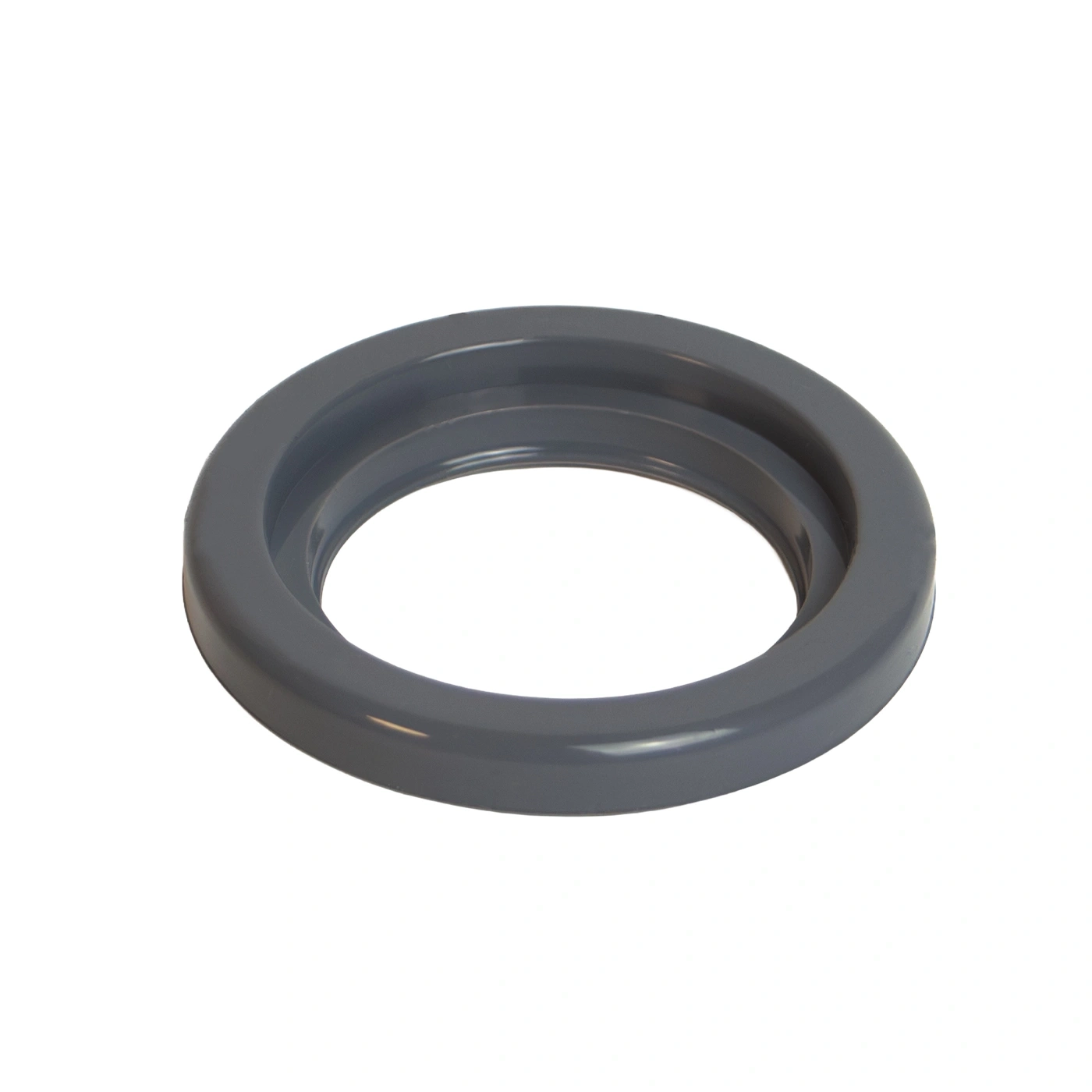 Gray ring with inner groove, isolated on white background.