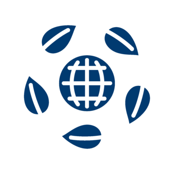 Globus mit Blättern, Symbol für globale Nachhaltigkeit und Umweltfreundlichkeit.