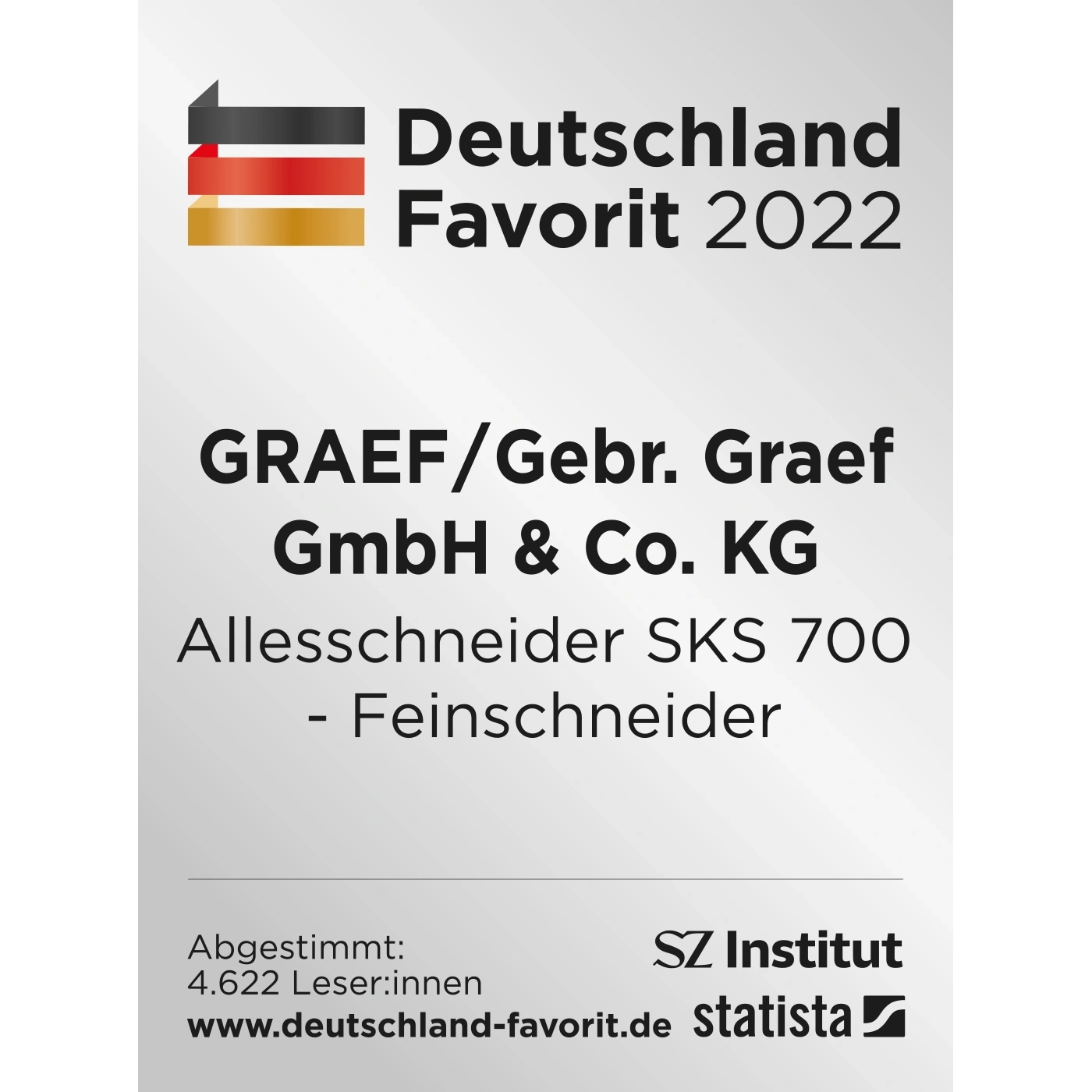 Award Deutschland Favorit 2022 for GRAEF Allesschneider SKS 700 Feinschneider