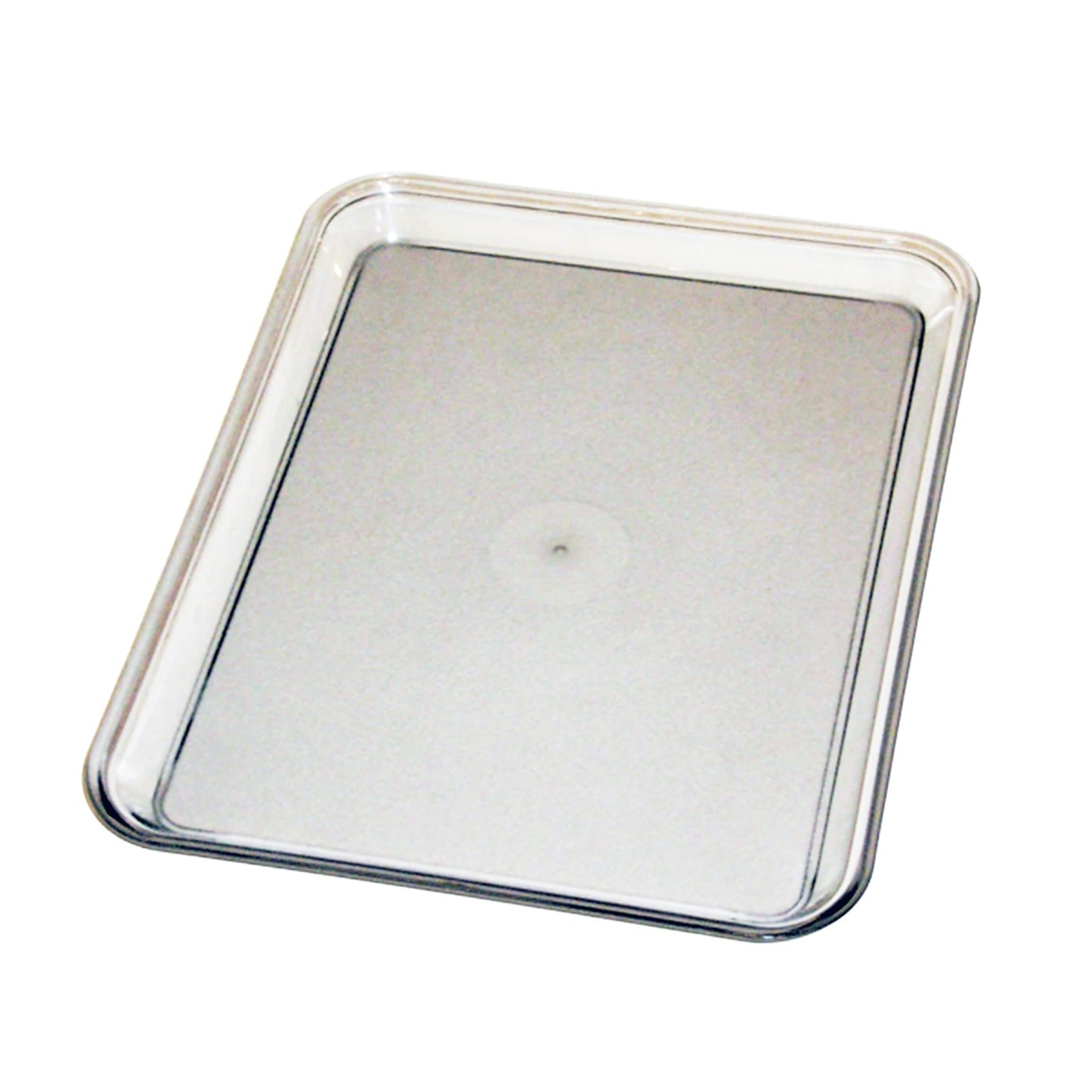 Transparente rechteckige Kunststoffschale, leer, isoliert auf weißem Hintergrund