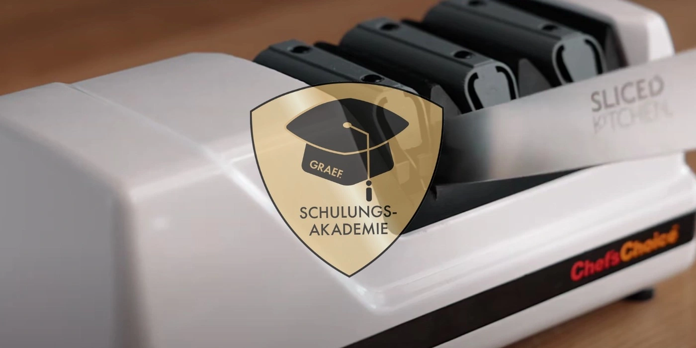 Knife sharpener with logo, knife, kitchen utensil, Chef's Choice, training academy, Graef