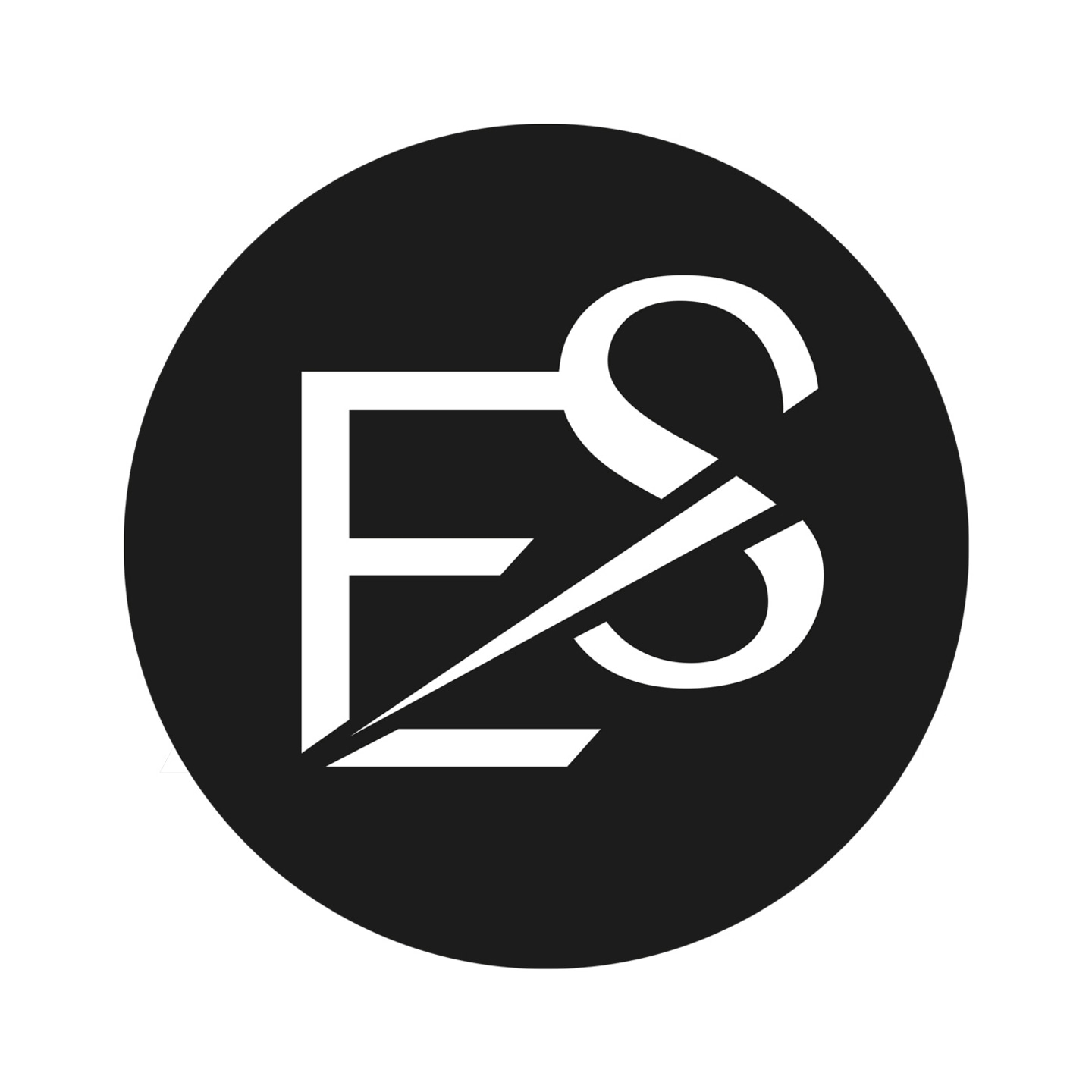 Logo mit den Buchstaben E und S in einem schwarzen Kreis