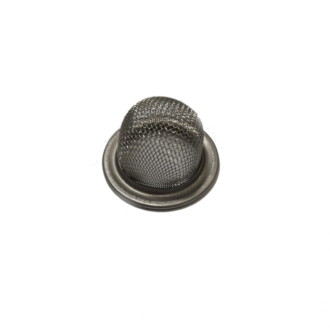 Metal filter, round, with fine mesh, for liquids, isolated on white background