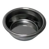 Metall-Siebträger für Espresso, glänzend, rund, leer, von oben gesehen