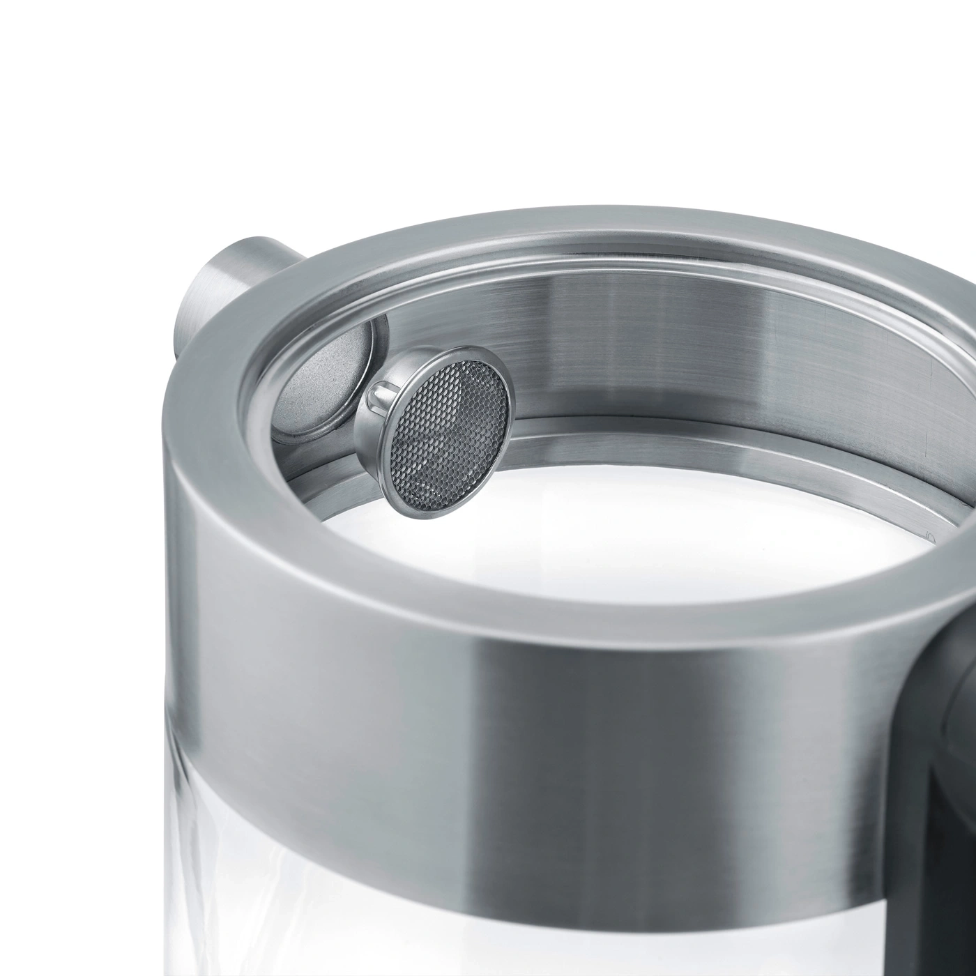 Close-up of a metal filter in a metal ring, detailed shot, stainless steel