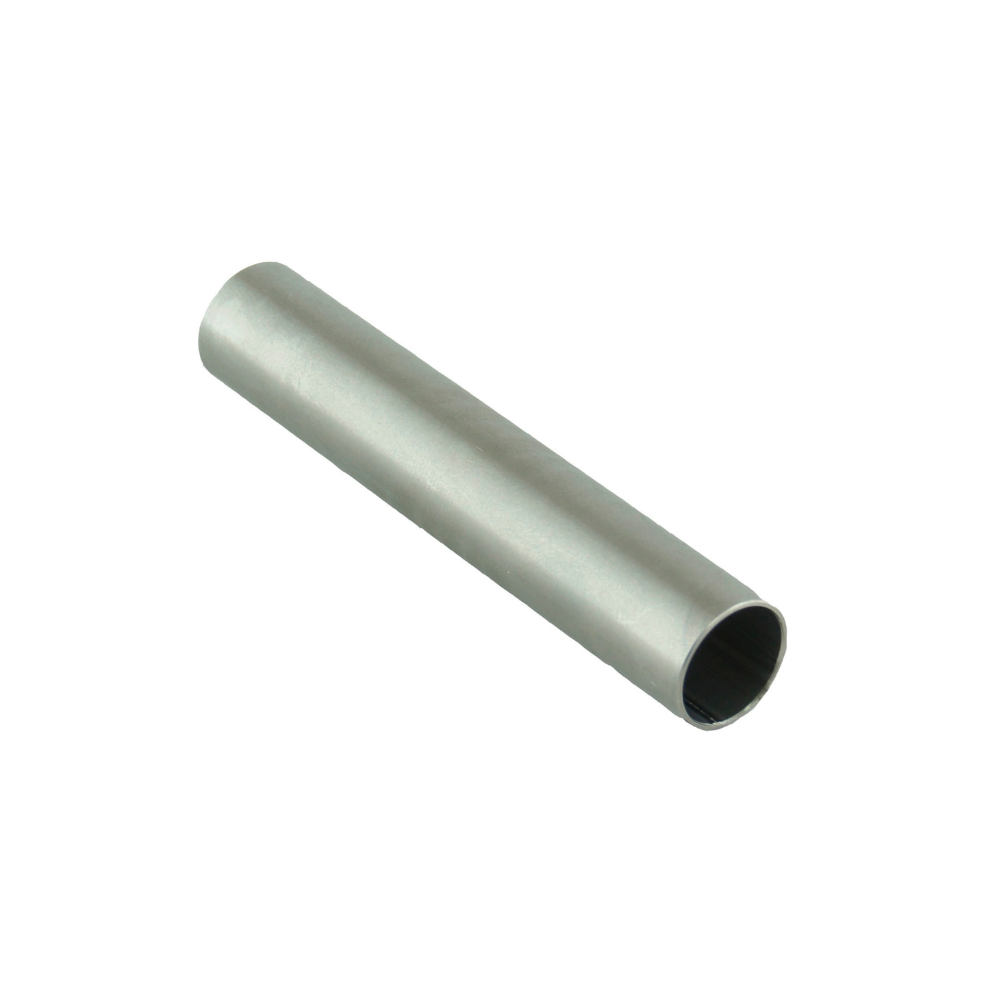 Metallrohr, zylindrisch, silberfarben, isoliert auf weißem Hintergrund, leer