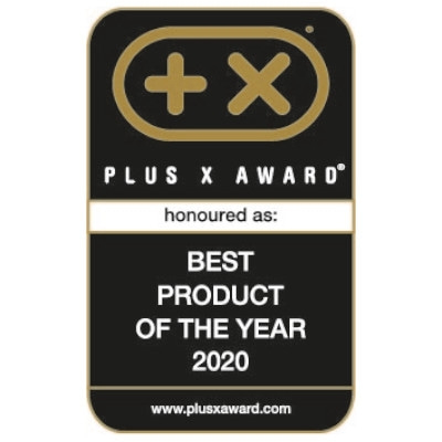 Plus X Award, bestes Produkt des Jahres 2020, Auszeichnung, Logo, schwarz