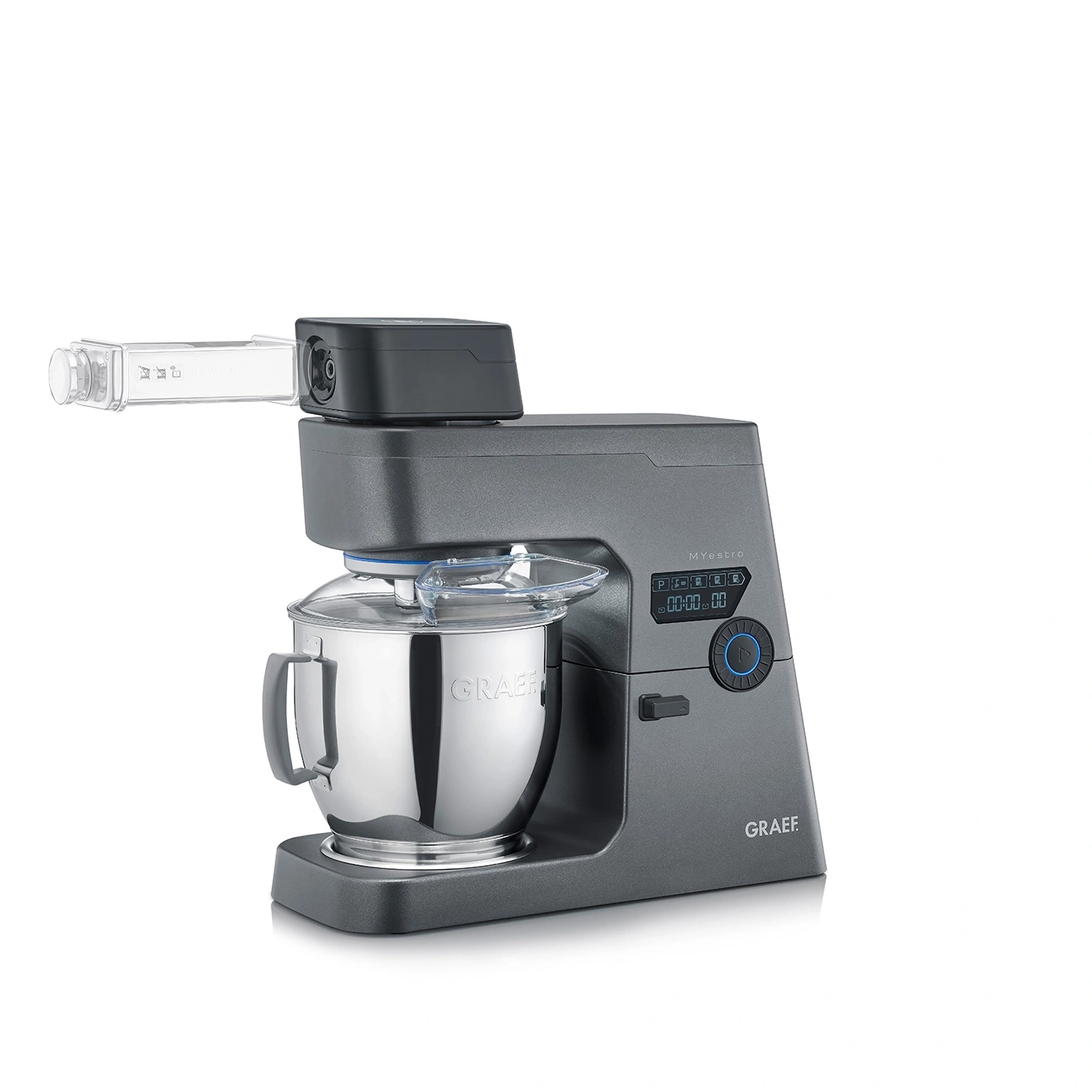 Graef kitchen machine, gray, with accessories, stainless steel bowl, digital display, MYestro