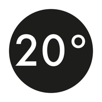 Schwarzer Kreis mit weißer 20 Grad Anzeige, Temperaturanzeige