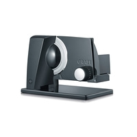 Graef Allesschneider, schwarz, mit Drehknopf und Klinge, isoliert auf weißem Hintergrund