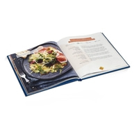 Cookbook with potato carpaccio and air-dried ham recipe, food, cooking, dish