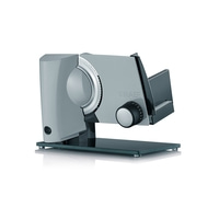 Graef Allesschneider, grau, mit Einstellrad und Schneideblatt, auf Glasplatte