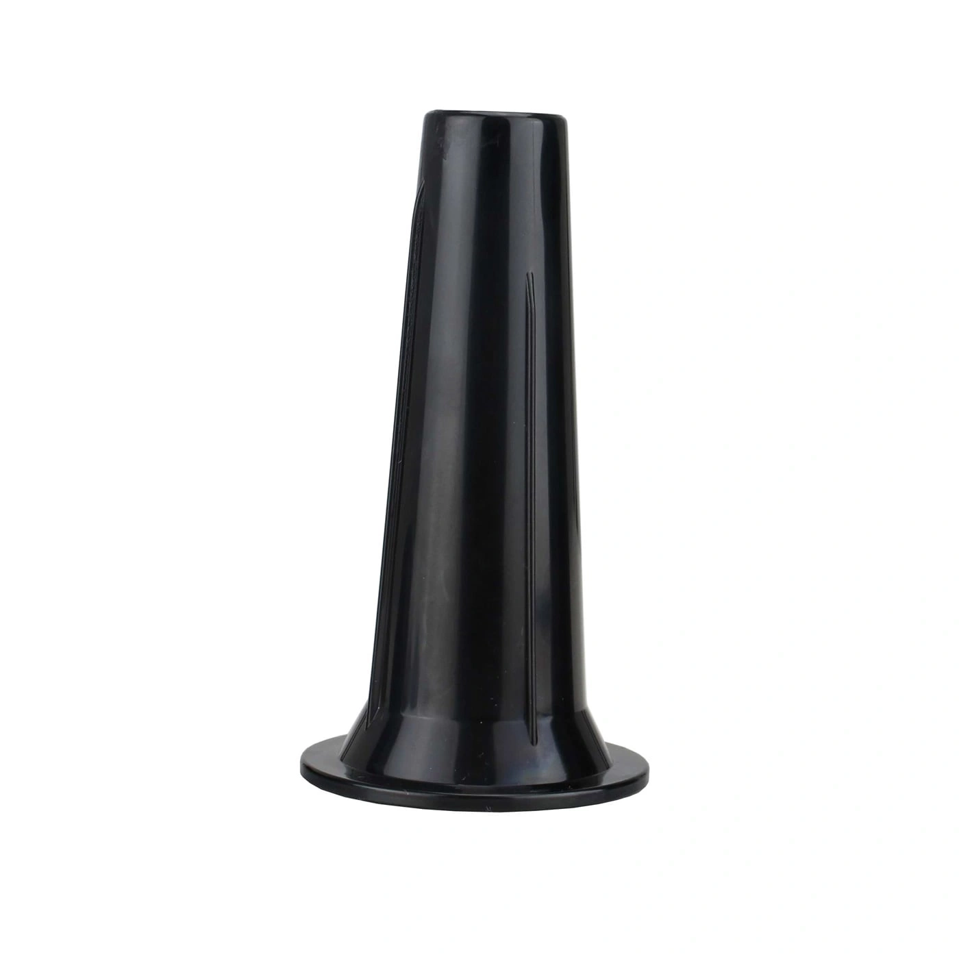 Black funnel, conical, with wide base, isolated on white background