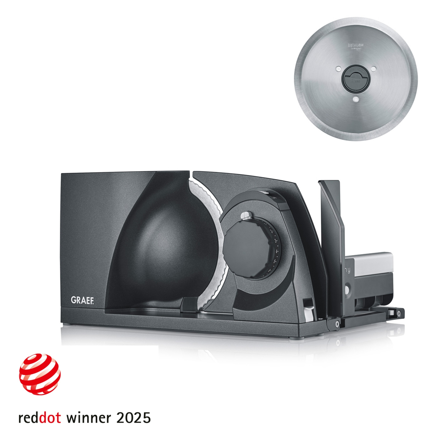 Graef Allesschneider, Messer, Red Dot Award 2025, Küchengerät, grau, Edelstahl