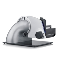 Silver Graef slicer, modern design, kitchen appliance, electric, knife, food preparation