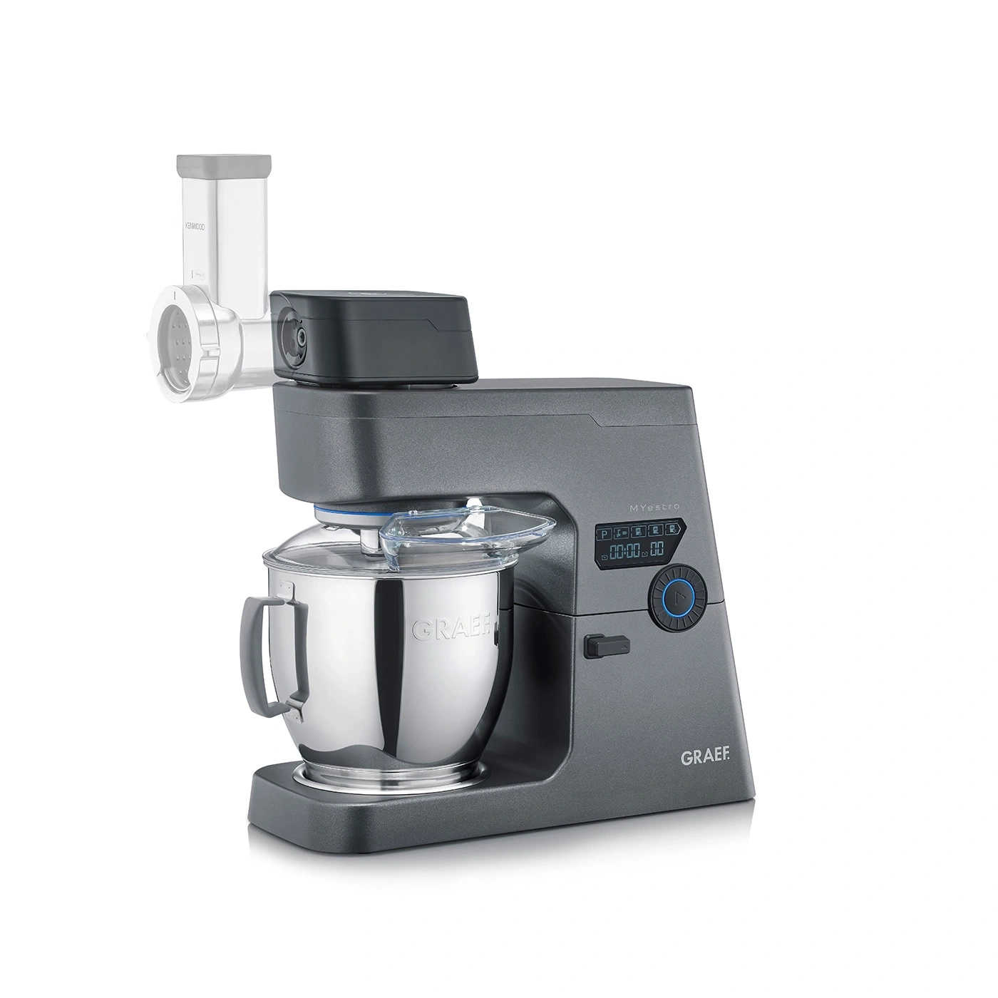 Graef kitchen machine with attachment, stainless steel bowl, digital display, grey