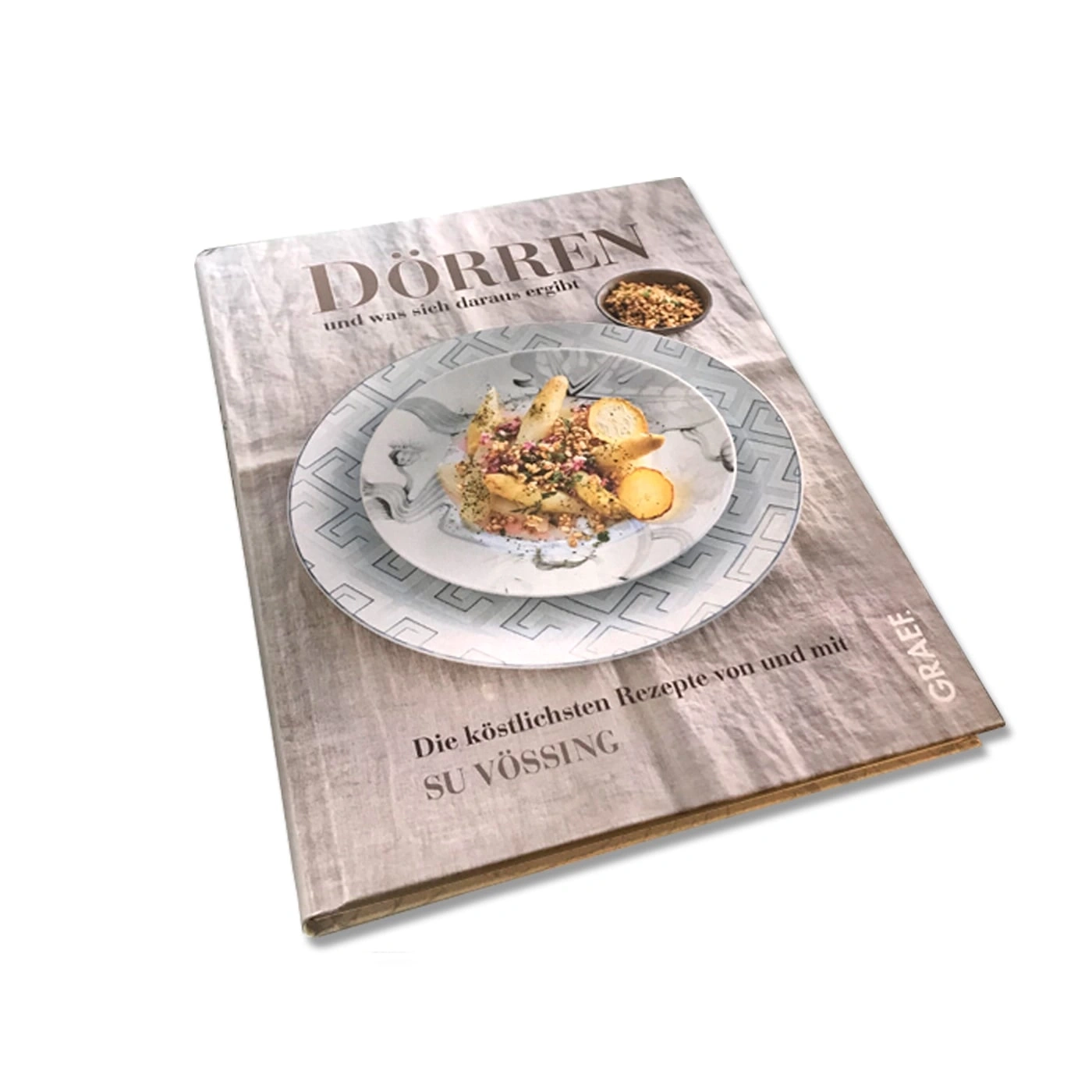 Cookbook with recipes, title: Dörren, author: Su Vössing, publisher: Graef, food on plate