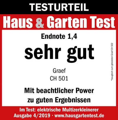 Test result Haus & Garten Test, Endnote 1.4, very good, Graef CH 501, results
