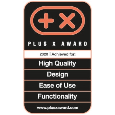 Plus X Award 2020 für hohe Qualität, Design, Benutzerfreundlichkeit und Funktionalität.