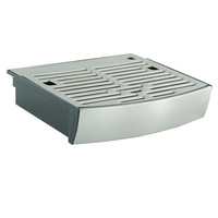 Coffee machine drip tray, silver, rectangular, with grid and curved front