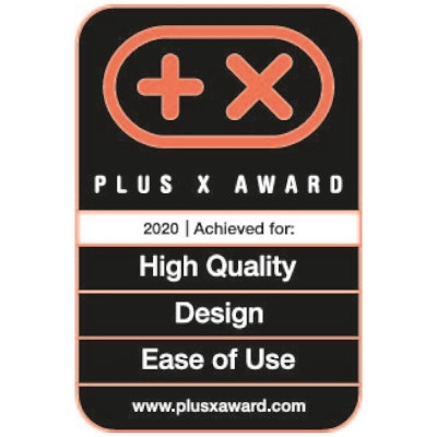 Plus X Award 2020 für hohe Qualität, Design und Benutzerfreundlichkeit.