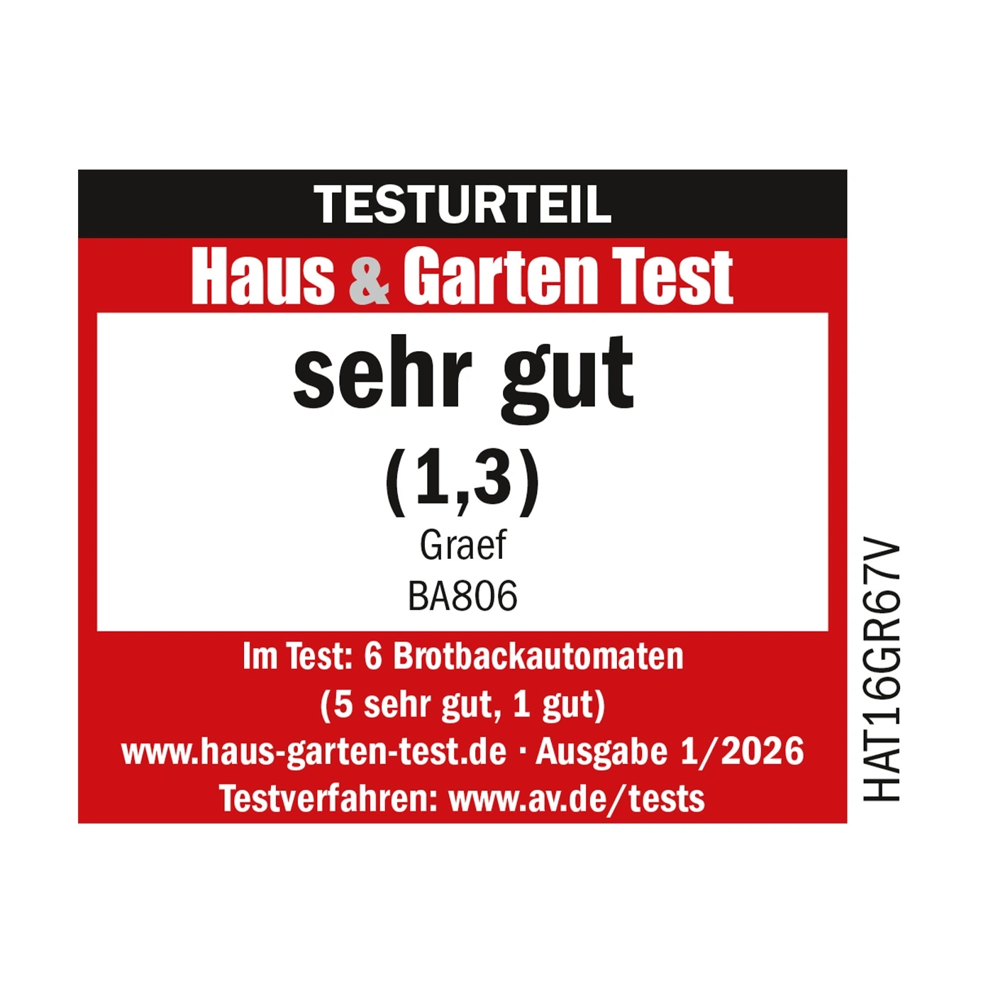 Testurteil Haus & Garten Test: sehr gut (1,3) von Graef BA806