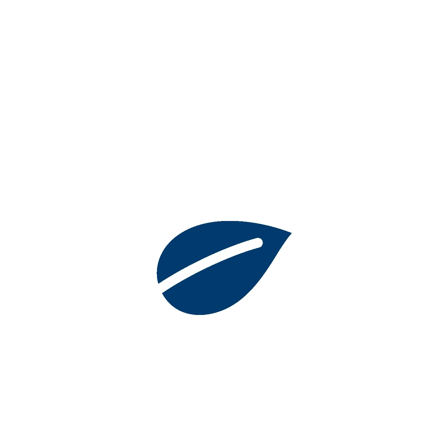 Blue logo with white stripe and black rectangles below and a black bar above it.