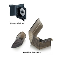 Knife sharpener and Kombi-attachment PRO. Black kitchen utensils. Accessories.