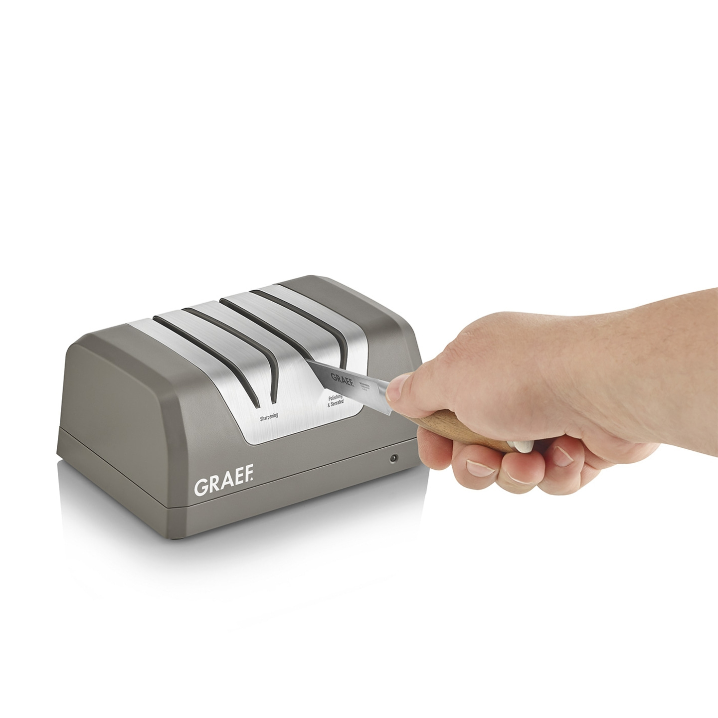 Graef Messerschärfer, Messer, Hand, Schärfen, Küchenwerkzeug, Grau, Holzgriff