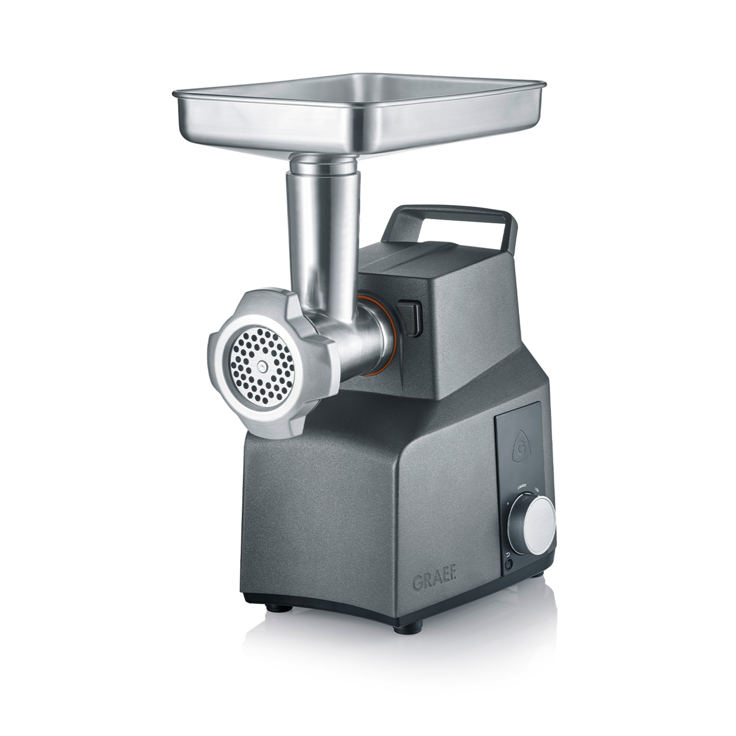 Fleischwolf, grau, mit Auffangschale, GRAEF, Küchengerät, elektrisch, Metall