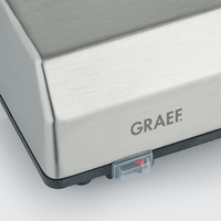 Graef Gerät, Metall, Detail, Schalter, Logo, Edelstahl, Nahaufnahme, Technik, Design, modern