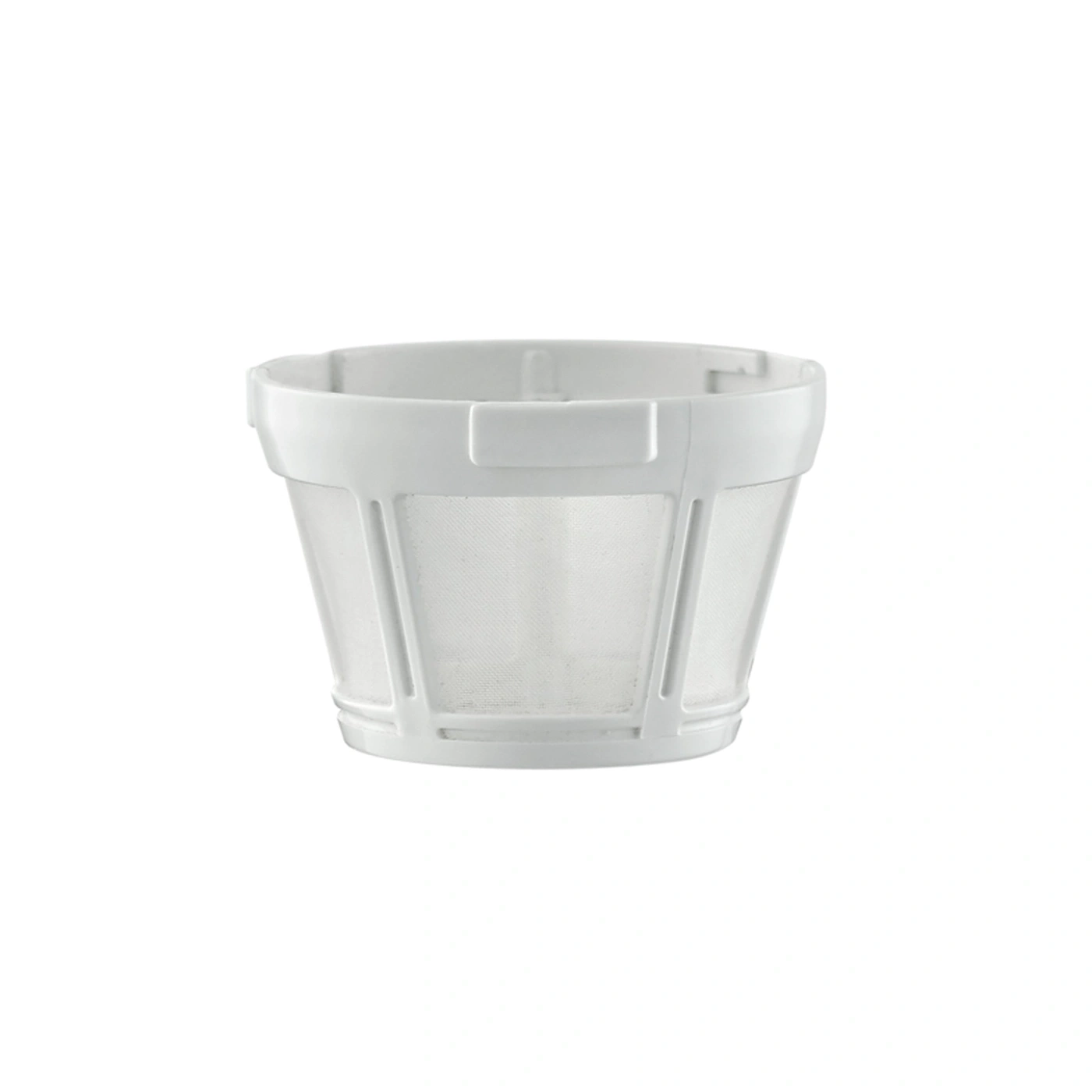 White coffee filter photographed in a studio against a white background.