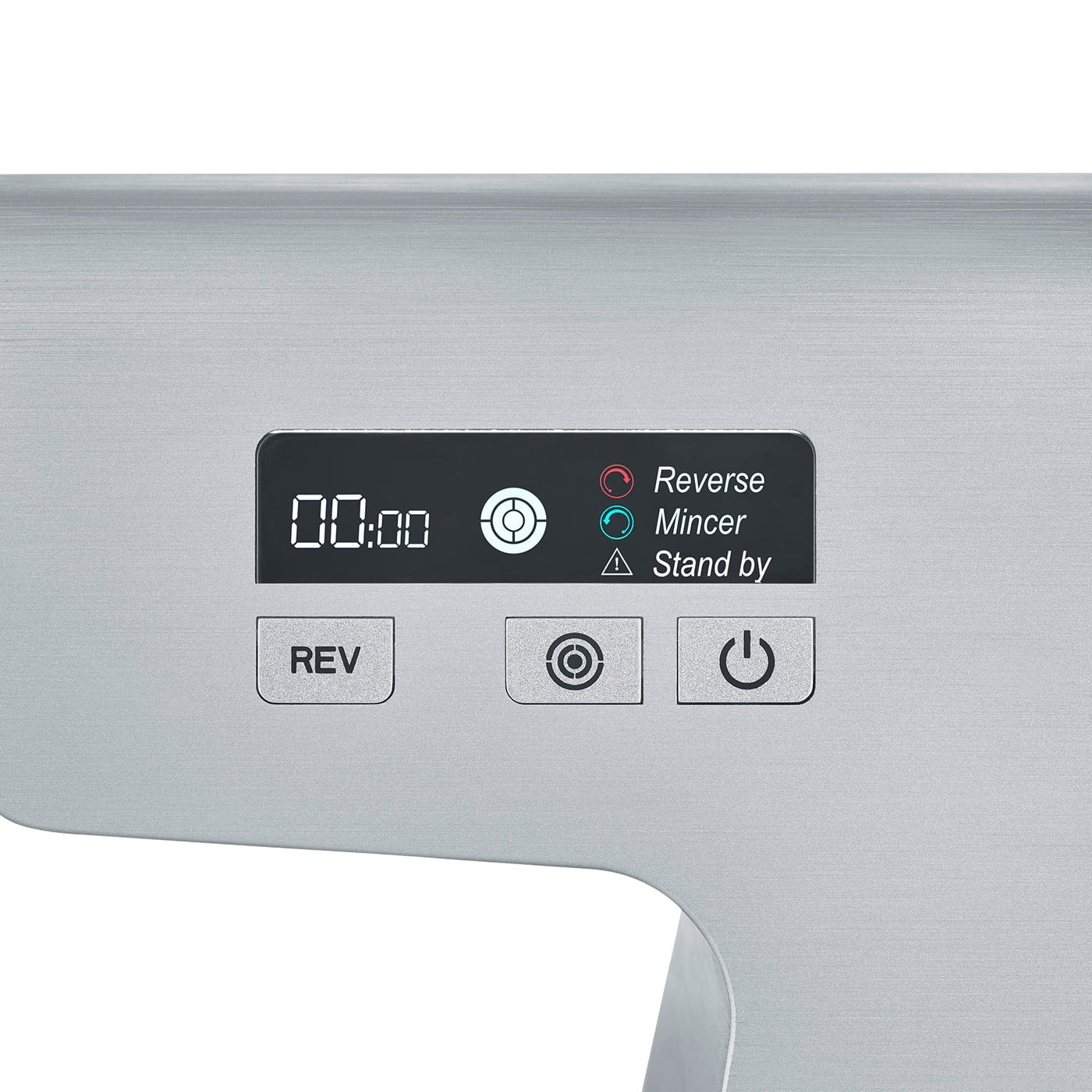 Gerät mit Display, Knöpfen und Anzeigen für Funktionen wie Rückwärtsgang und Standby.