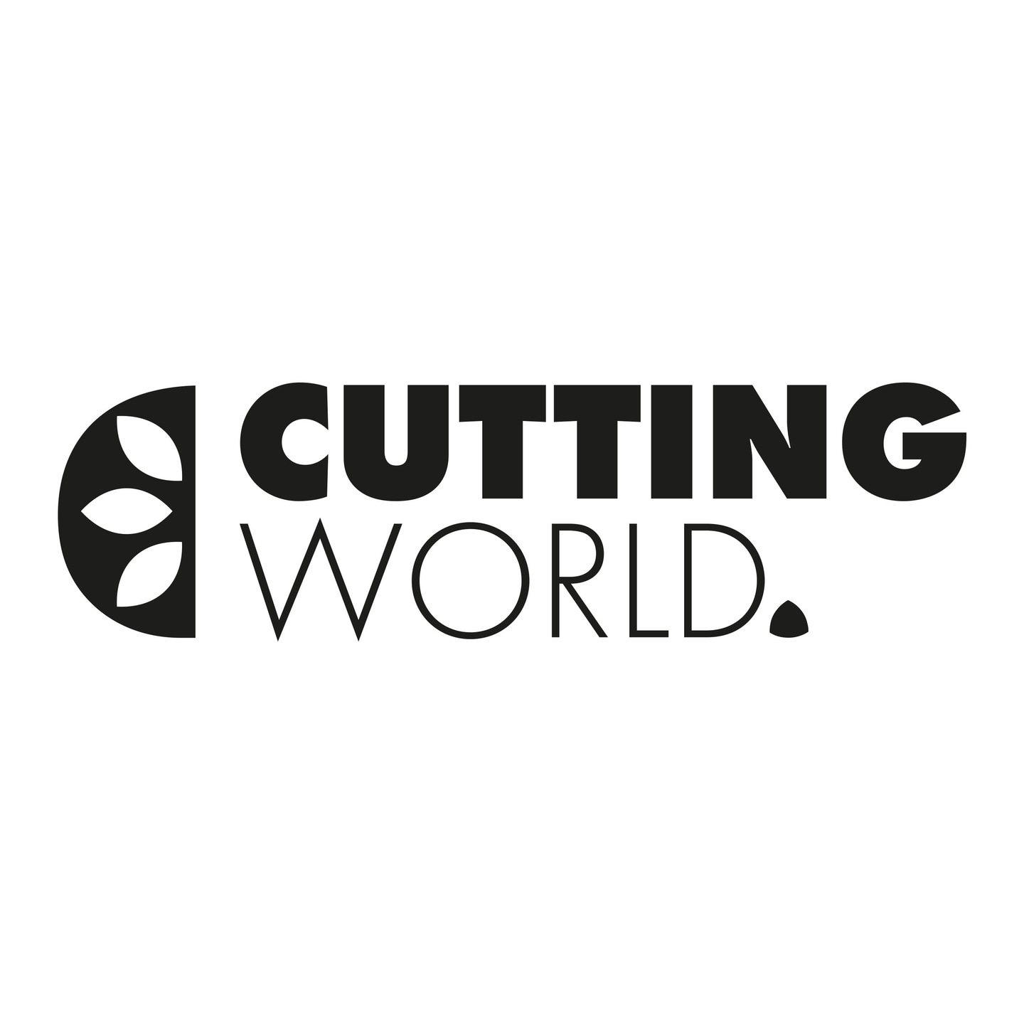 Logo with the text "CUTTING WORLD."