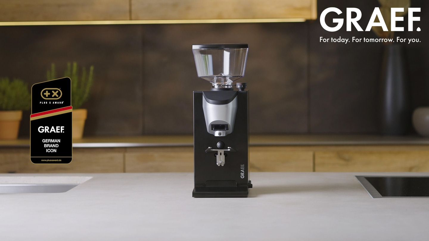 Kaffeemühle GRAEF, ausgezeichnet mit dem Plus X Award, deutsches Marken-Icon.