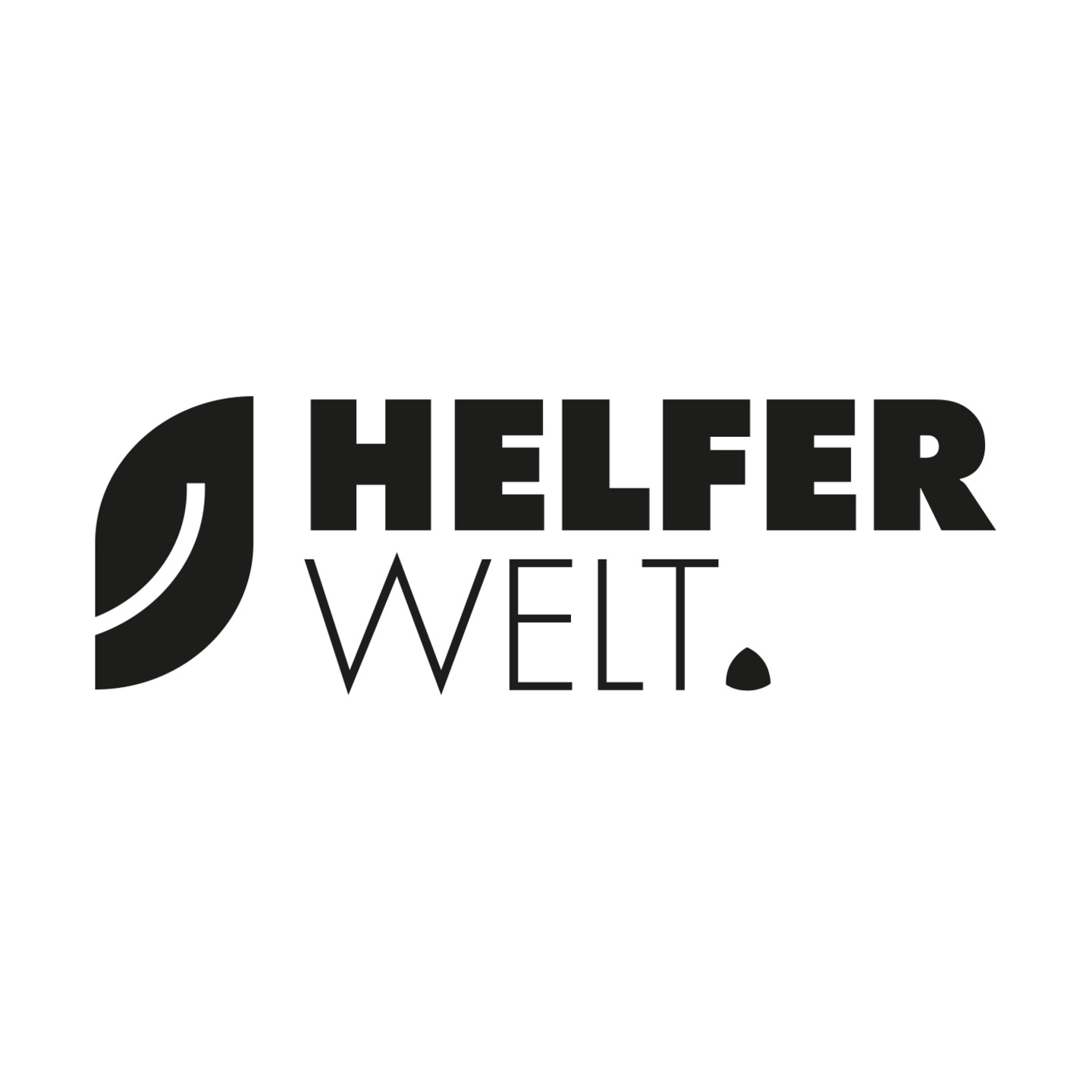 Logo mit Blatt und Text "HELFER WELT."