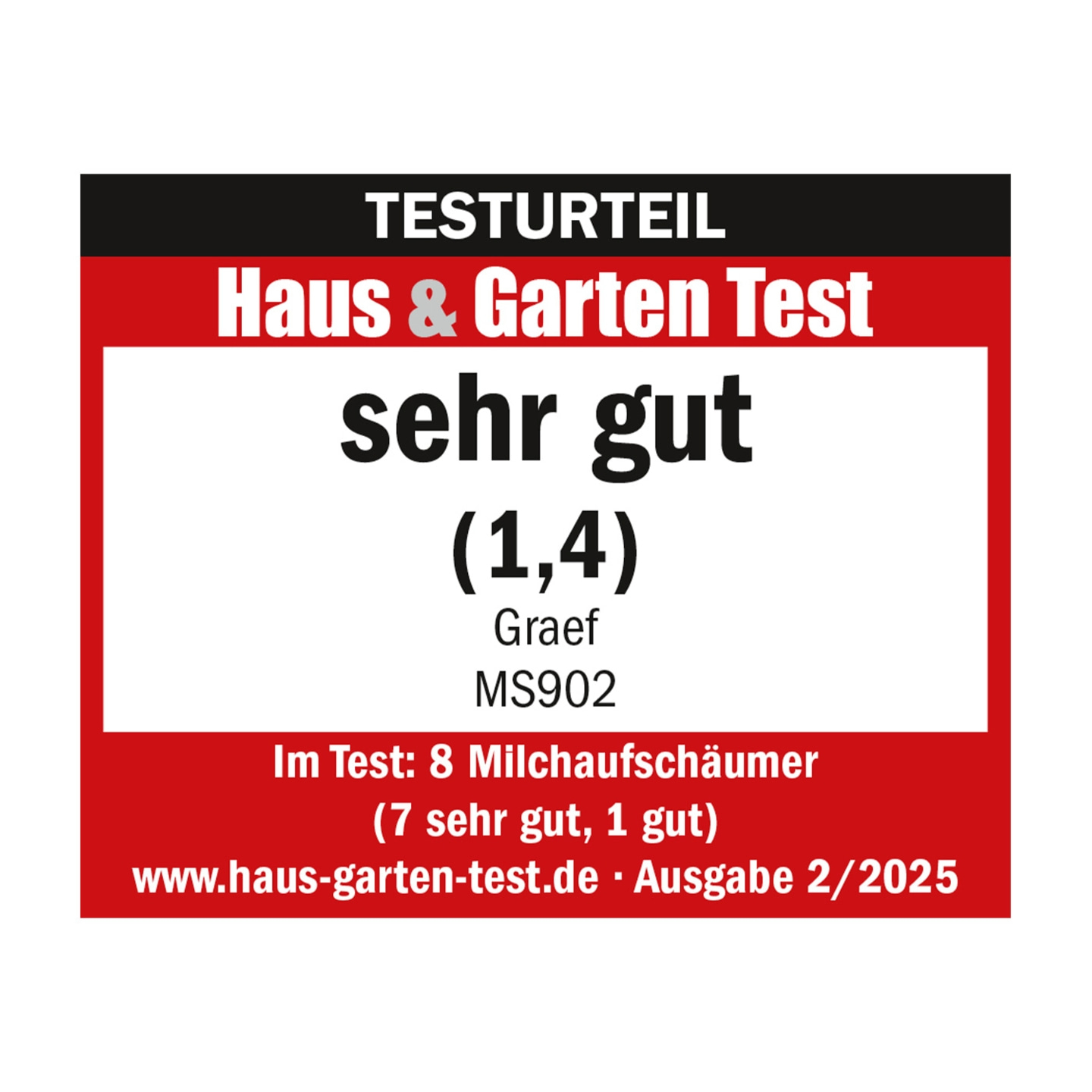 Testurteil Haus & Garten Test sehr gut (1,4) Graef MS902 Milchaufschäumer