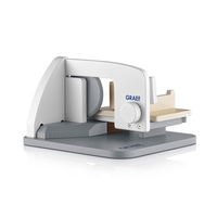 Graef Allesschneider, weiß-grau, Holz, Detailaufnahme, Produktfotografie, Küche